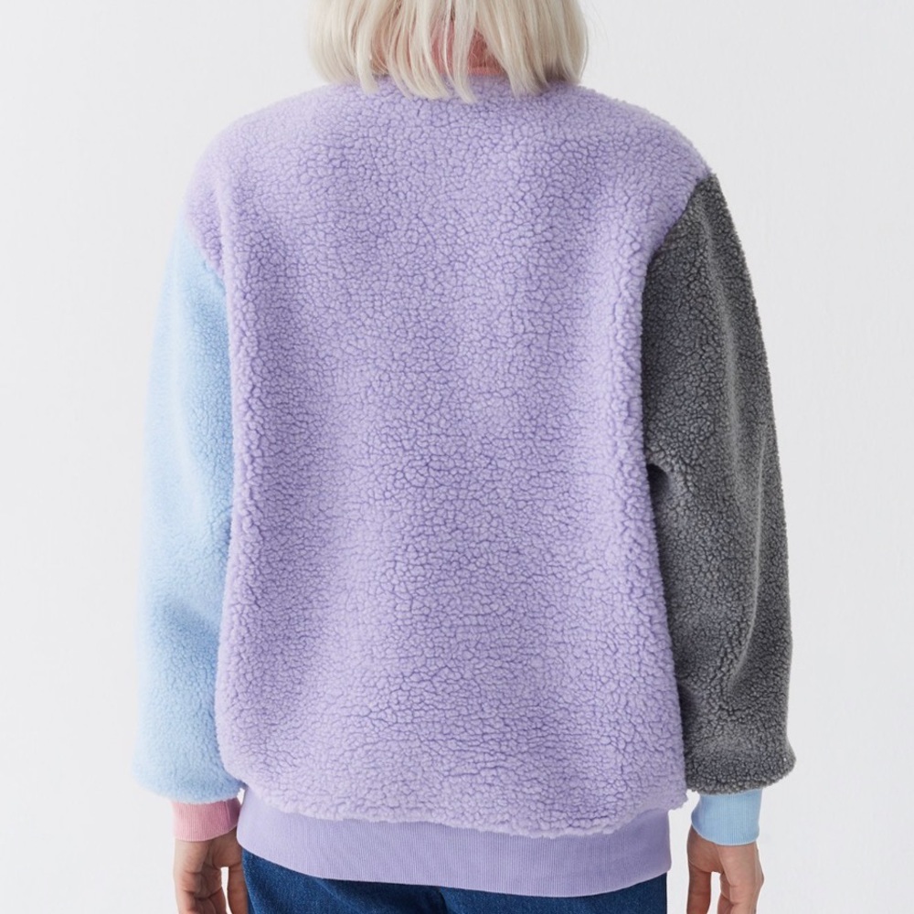 Lazy Oaf Pastel Panel Color Block Fleece Size S - image 3